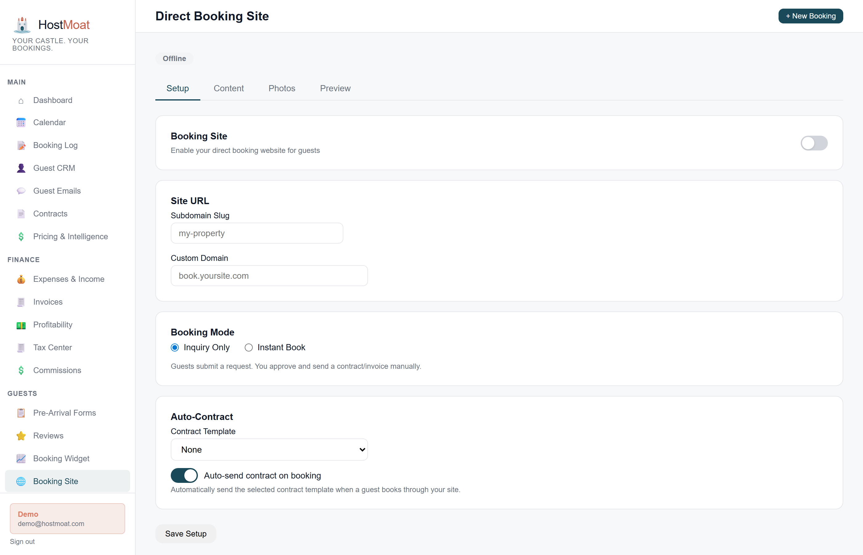 Direct Booking Website screenshot