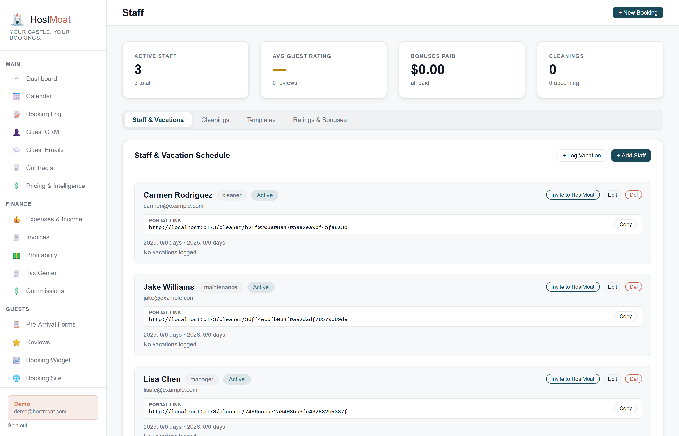 Cleaner & Staff Coordination screenshot